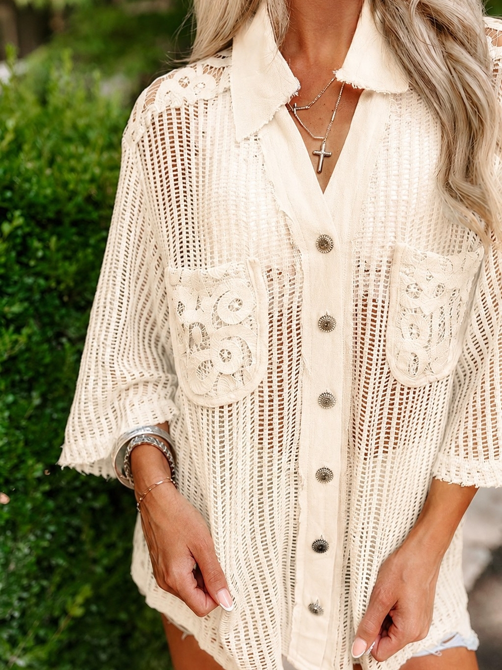 POL Clothing "Sweet Breeze" Knit Button Up🌸 - Picture 3 of 5